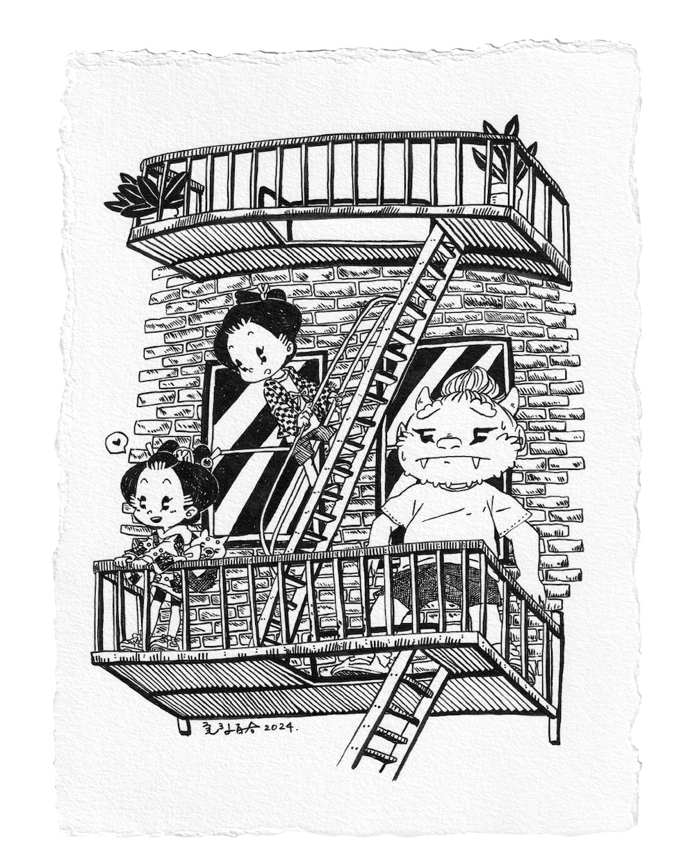 Balcony Vibes - Original Doodle