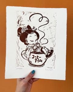 Limited Edition Lino Press Print - "Coffee Time"