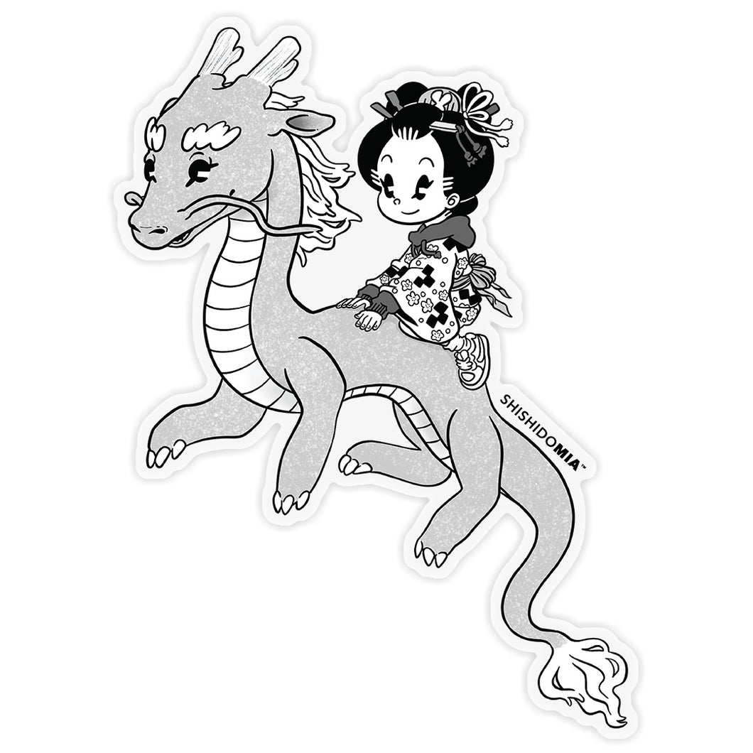 Mia & Dragon Sticker - Transparent