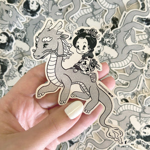 Mia & Dragon Sticker - Transparent
