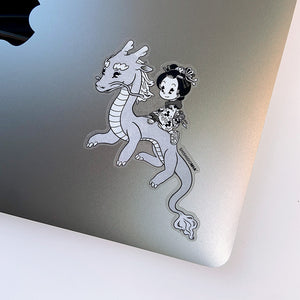 Mia & Dragon Sticker - Transparent