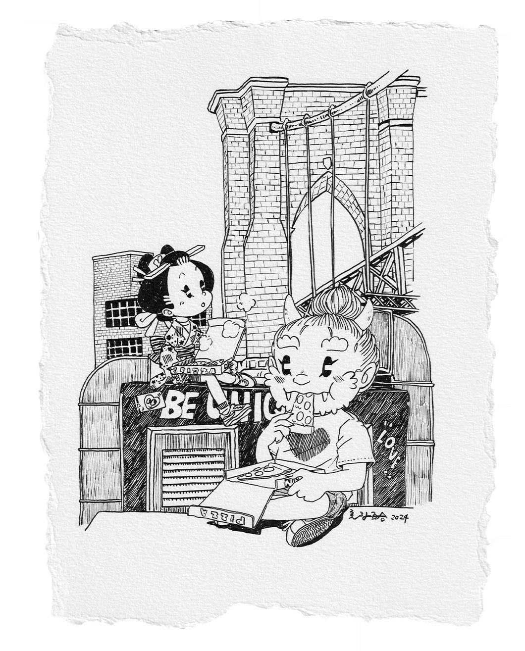 Pizza with a View - Original Doodle