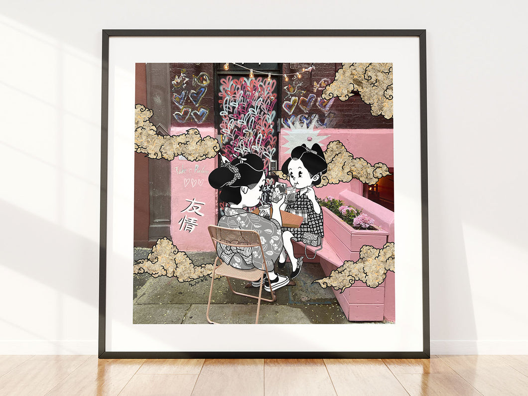 Drinking Bubble Tea - Print